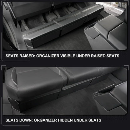 Tesla Cybertruck 2024 Rear Under Seat Storage Box 3-Piece Set Leather Organizer Auto Interior Accessories Underseat Storage Tray