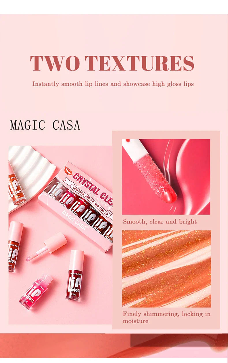 MAGIC CASA 6pcs Hydrating Jelly Lip Oil Set – Long-Lasting Moisturizing & Shimmering Liquid Lip Hydration
