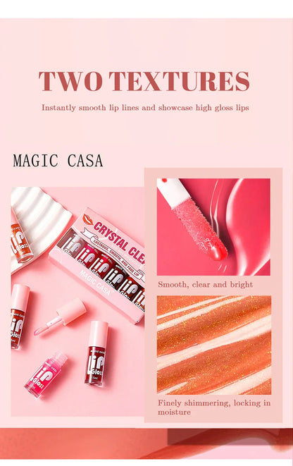 MAGIC CASA 6pcs Hydrating Jelly Lip Oil Set – Long-Lasting Moisturizing & Shimmering Liquid Lip Hydration