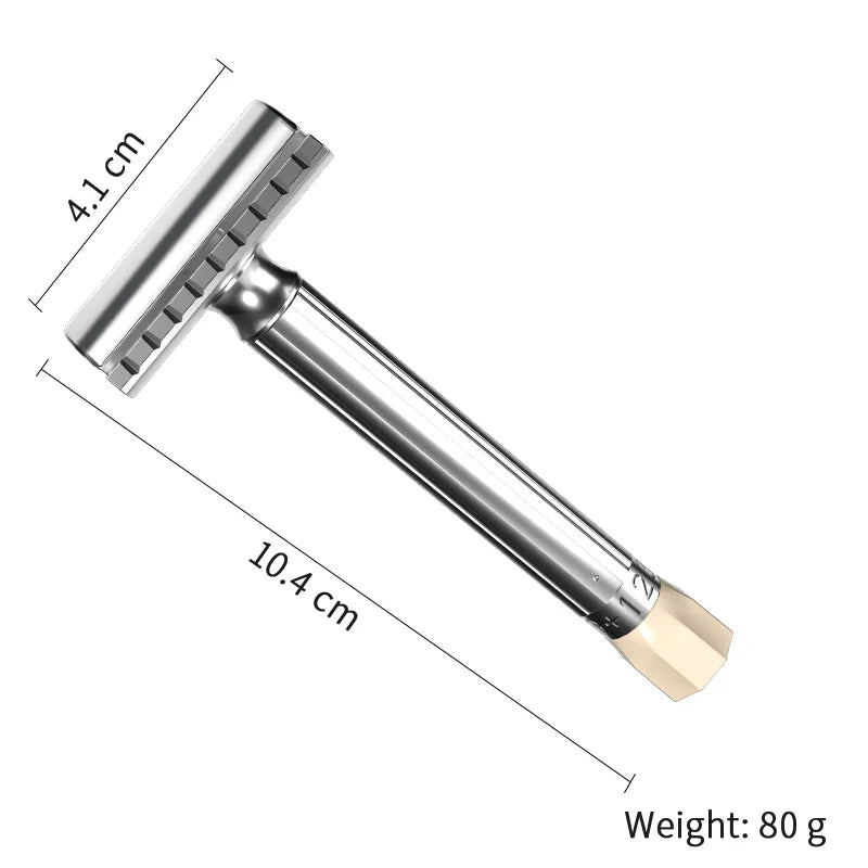 MingShi Adjustable Safety Razor – Men's Zinc Alloy Metal Shaver with 9-Speed Sharpness and 5 Blades