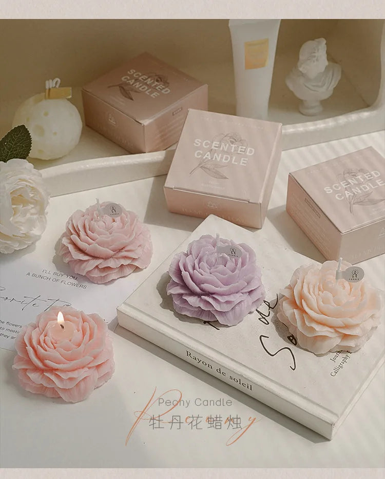 Peony Flower Scented Candle - Perfect Gift Decoration for Mother's Day & Birthdays