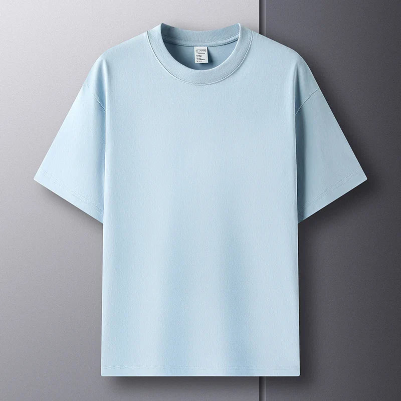 100% Pure Cotton Men’s Summer T-Shirt – High-End Short Sleeve Round Neck Breathable Fashion Top