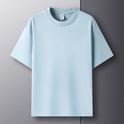 100% Pure Cotton Men’s Summer T-Shirt – High-End Short Sleeve Round Neck Breathable Fashion Top