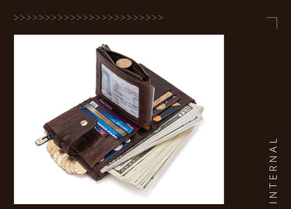 Fashion Women’s Leather Wallet — Genuine Leather Clutch with Hasp & Double Zipper, Short Coin Pocket and ID Card Holder Purse
