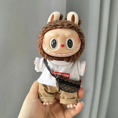 17cm Lovely Labubu Doll Clothes - First & Second Generation Supreme Clothing Set, Multi-Color Outfits