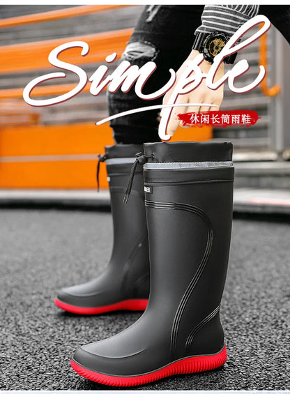 Men’s Waterproof Rain Shoes – Four-Season Non-Slip Soft Sole Outdoor Work & Water Boots