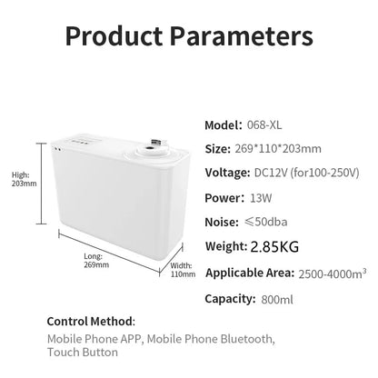 4000m³ Electric Aroma Diffuser – 800ML Essential Oils Air Freshener for Home, HVAC Room Fragrance & Flavoring