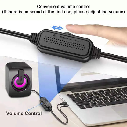 PC Computer Speakers with USB – HIFI Stereo Sound Box & Microphone with LED Light for Desktop