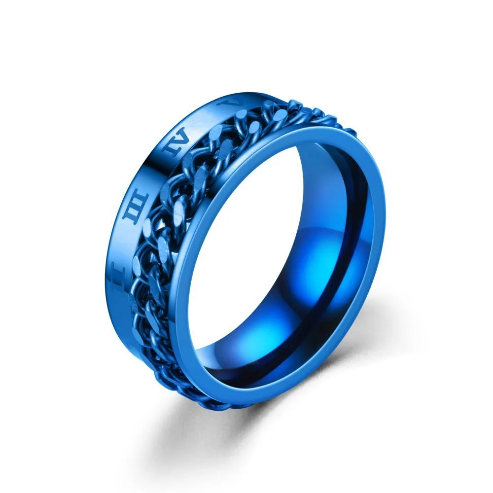 Titanium Steel Spinner Chain Ring - Rotatable Decompression Ring with Bottle Opener Design for Men & Women