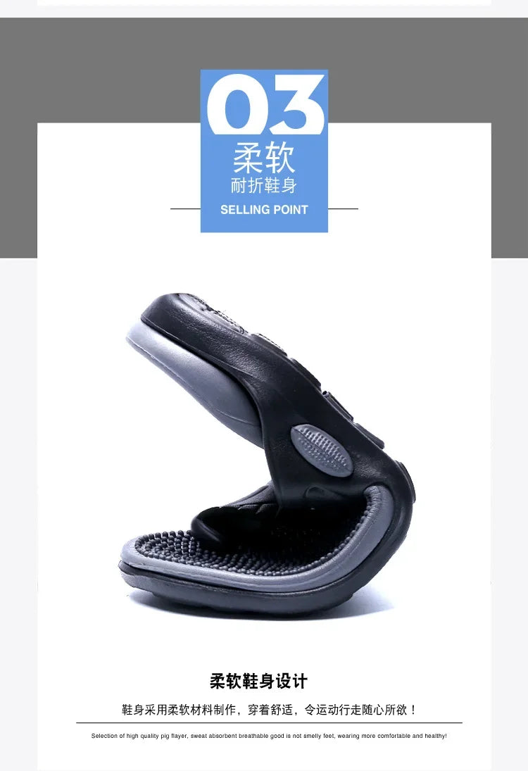YRZL Summer Men’s Flip Flops - 2024 Soft Bottom Non-Slip Beach Sandals, Comfortable Outdoor Slide Slippers
