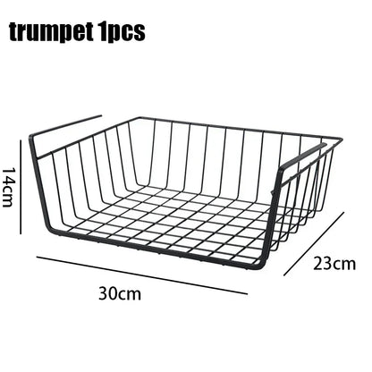 Multipurpose Hanging Closet Storage Basket — Metal Organizer for Kitchen Cabinets, Desks, and Home Use
