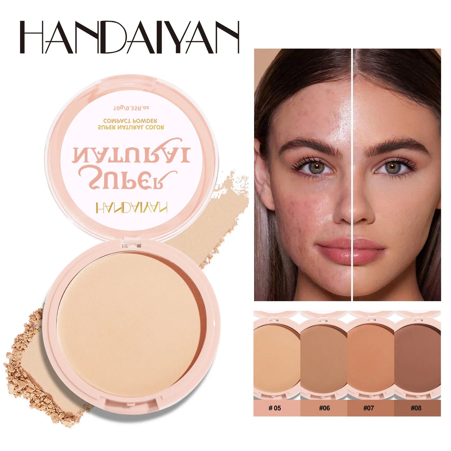 8-Color Matte Pressed Face Powder – 24H Oil Control, Full Coverage Waterproof Setting Foundation