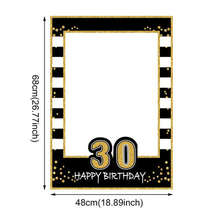 Birthday Photo Booth Frame Props - 16th, 21st, 30th, 40th, 50th, 60th and 1st Year Old Party Decorations, Adult Photo Booth Props