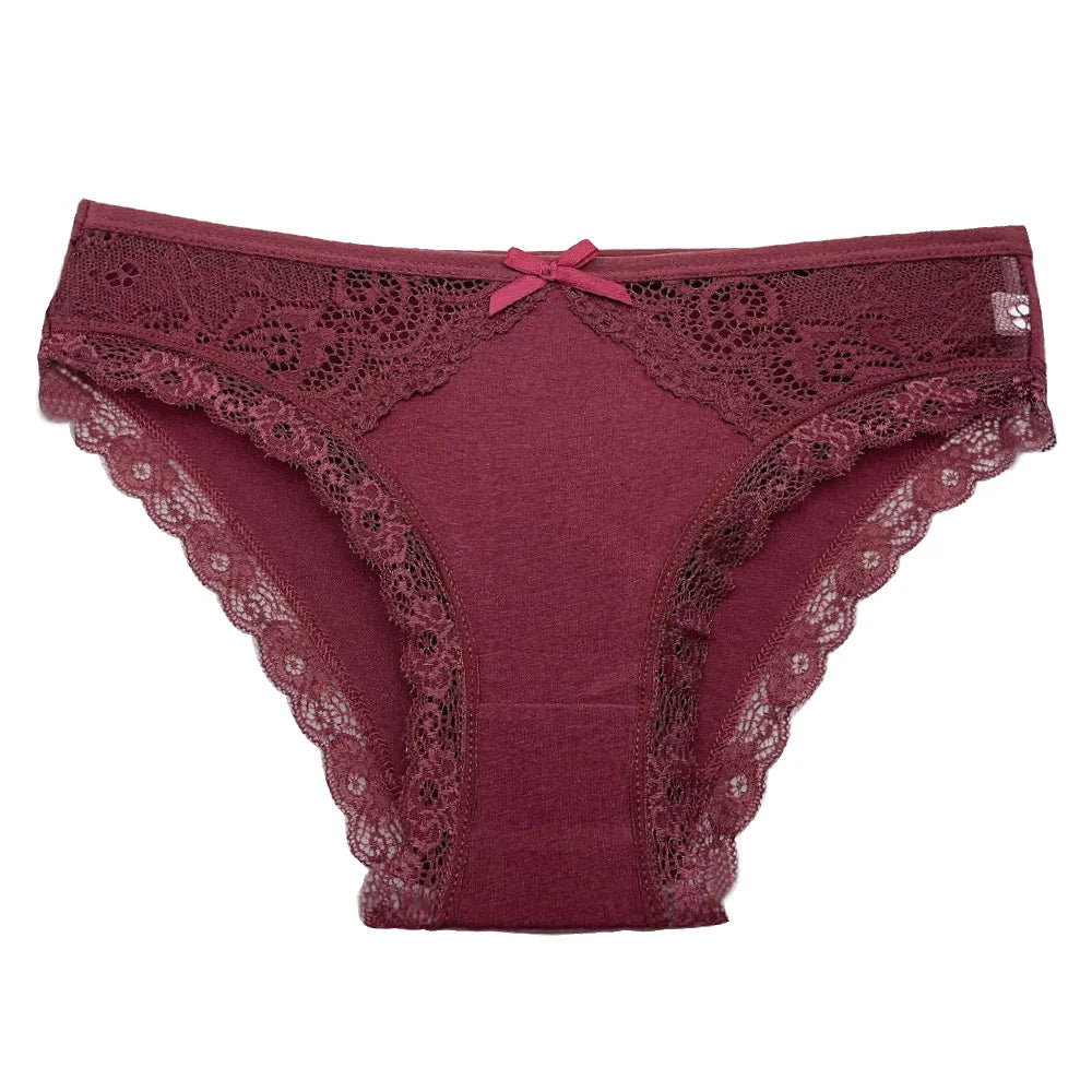 5-Pack Women’s Low Rise Lace Panties — Sexy Cotton Lingerie Briefs