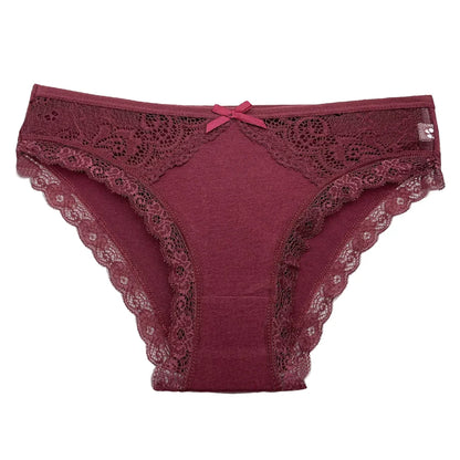 5-Pack Women’s Low Rise Lace Panties — Sexy Cotton Lingerie Briefs