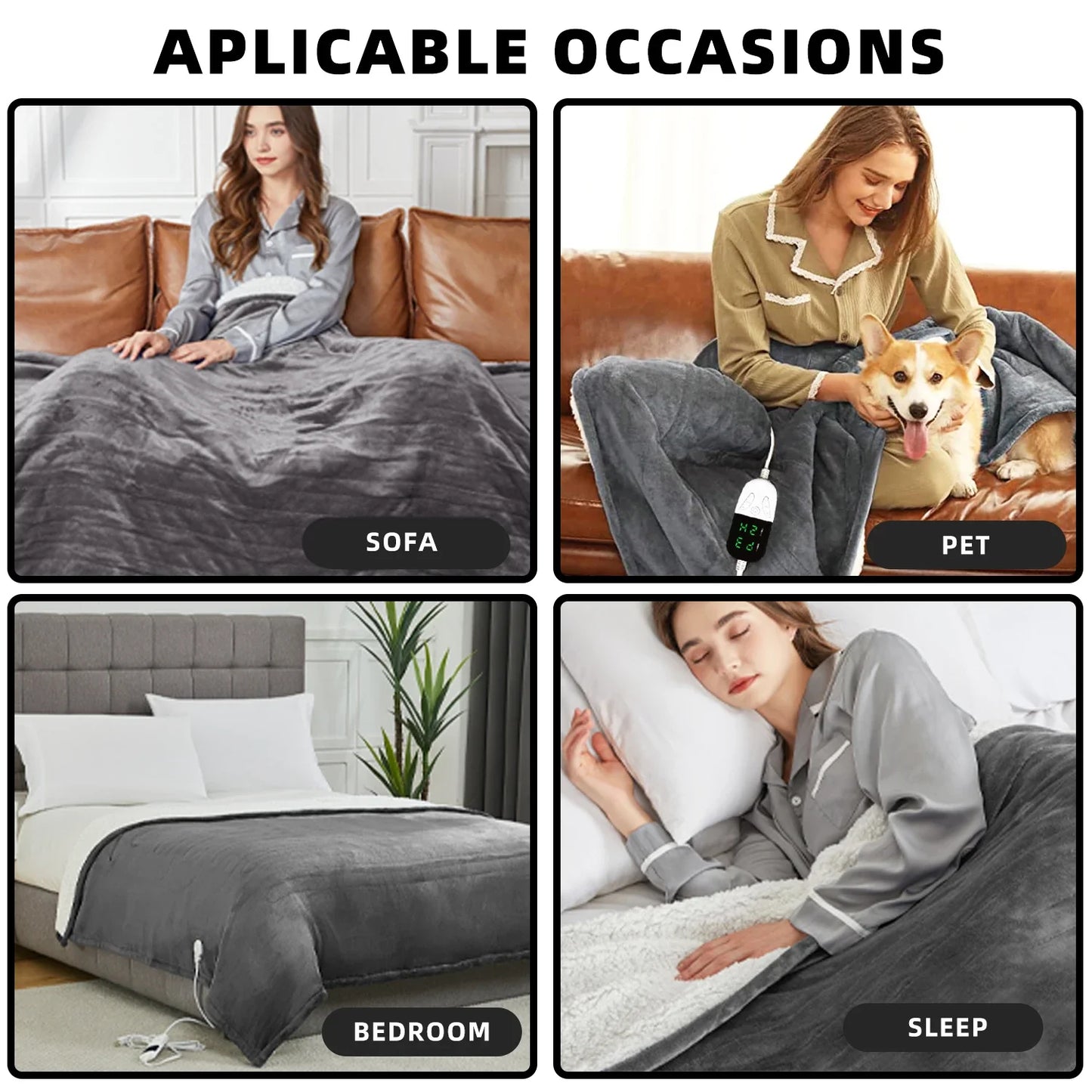 Heated Electric Blanket – Soft Throw with 6 Heating Levels, 4-Hour Auto-Off & Overheat Protection