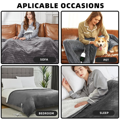 Heated Electric Blanket – Soft Throw with 6 Heating Levels, 4-Hour Auto-Off & Overheat Protection