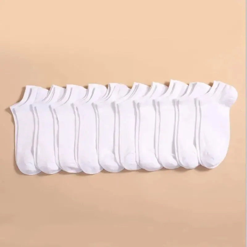 10 Pairs of Breathable Boat Socks - Unisex Casual Plain Color Low-Cut Ankle Socks for Comfortable, Sweat-Absorbing Wear