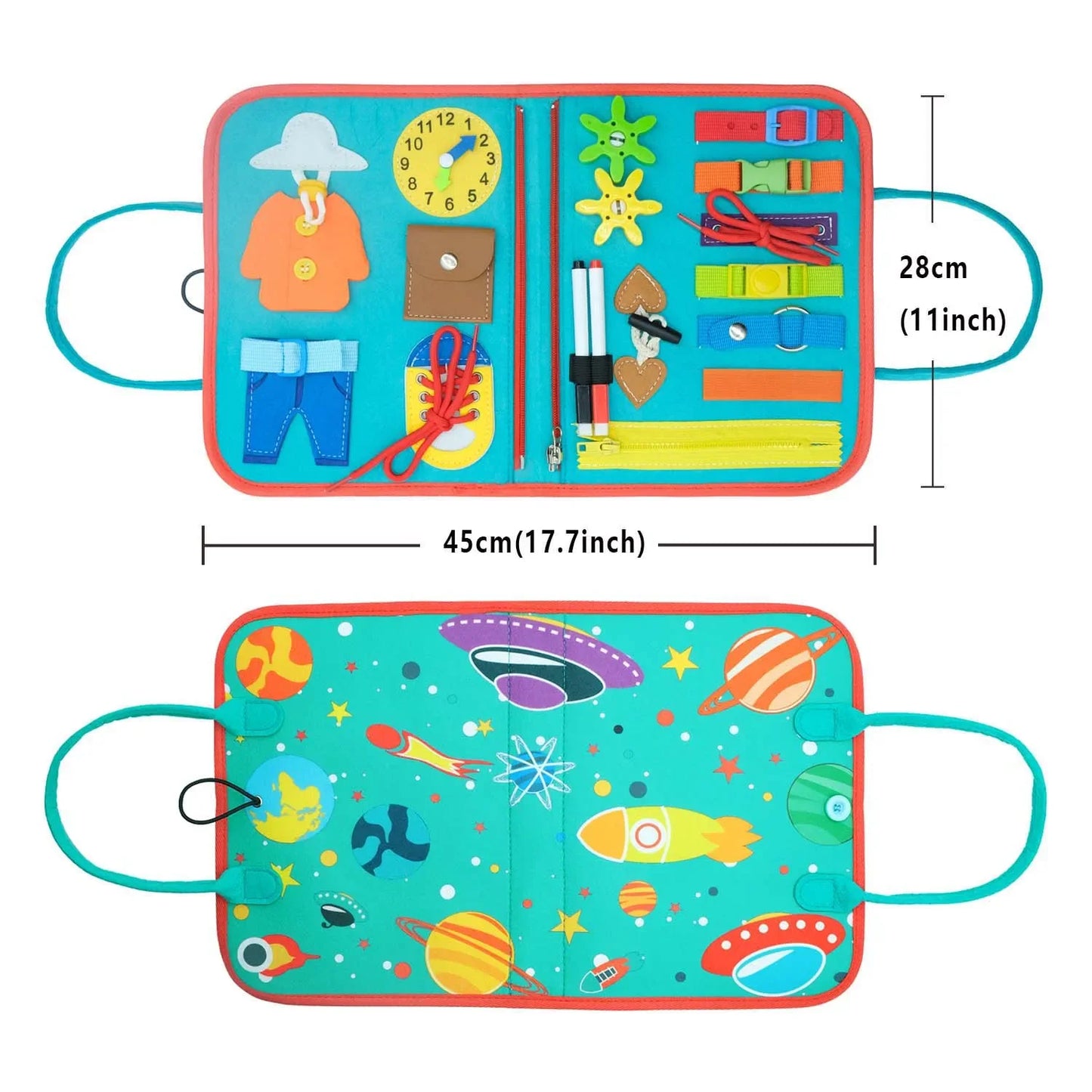 Montessori Toddler Busy Board – Educational Activity for Dress Motor Skills, Baby Learning Toy for Travel