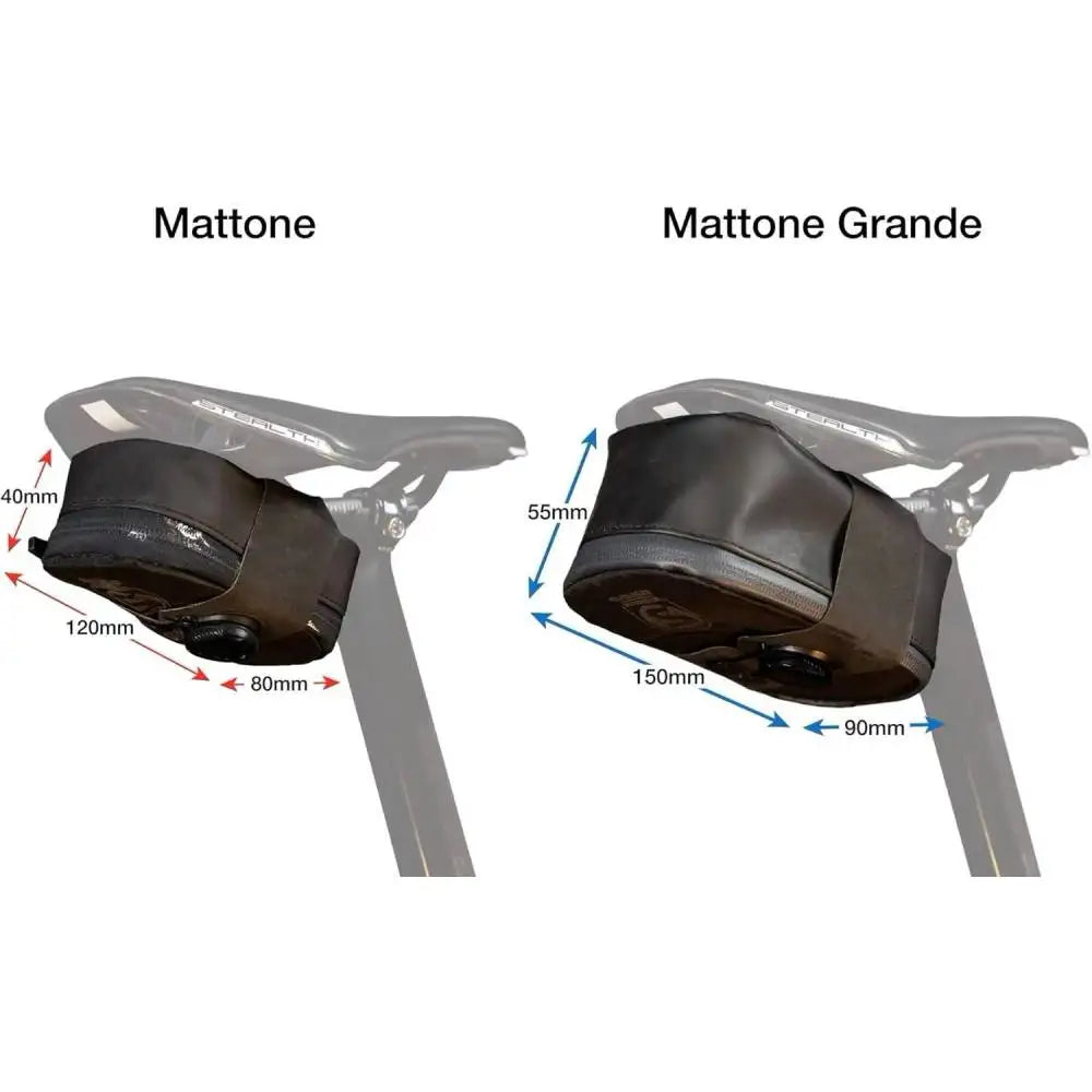 Mattone Under-Seat Bike Bag — Small Black Waterproof Zipper Pouch with BOA Mounting System