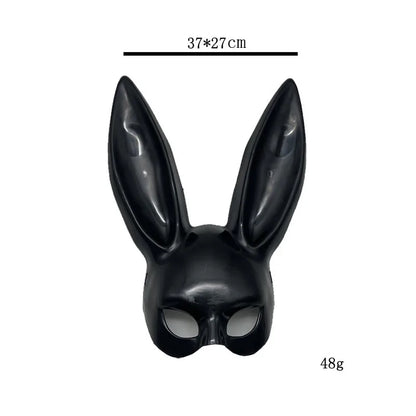 Black and White Rabbit Mask - Halloween Party Decoration, Long Ears Bunny Mask for Costume and Cosplay