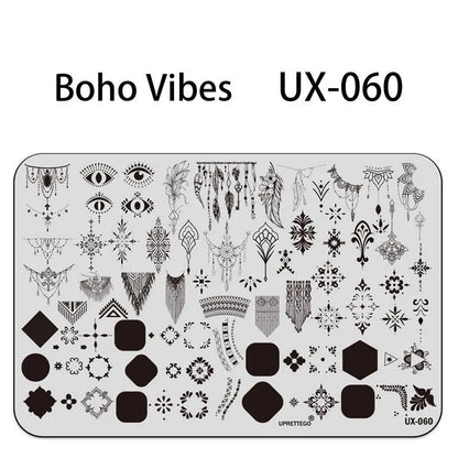 UX Serial 2 Stainless Steel Stamping Plate Template – Vintage Abstract Fabric Texture Pattern for Nail Art, Floral Lace, Xmas & Halloween Designs (UX52)