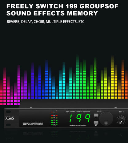 Professional Digital Reverberation DSP Processor - Multi-Effect Audio Equalizer for Enhanced Sound