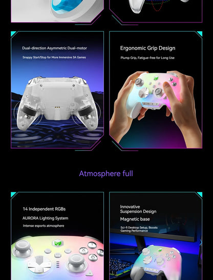 Bigbigwon Rainbow3 Wireless Game Controller Charging Base – RGB Magnetic Dock for PC Gaming