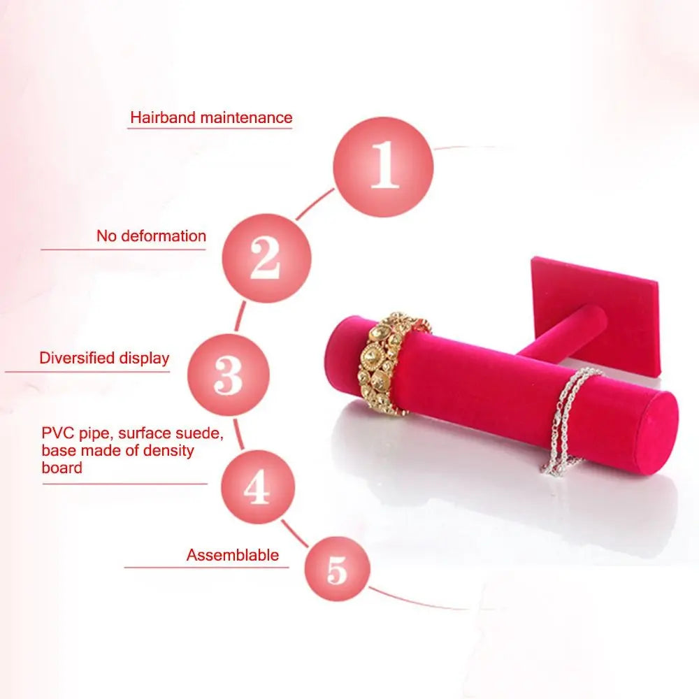 6-Color Upright Velvet Bracelet & Chain Watch Display Rack – Hard Jewelry Organizer Stand Holder