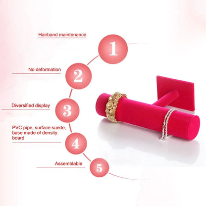 6-Color Upright Velvet Bracelet & Chain Watch Display Rack – Hard Jewelry Organizer Stand Holder