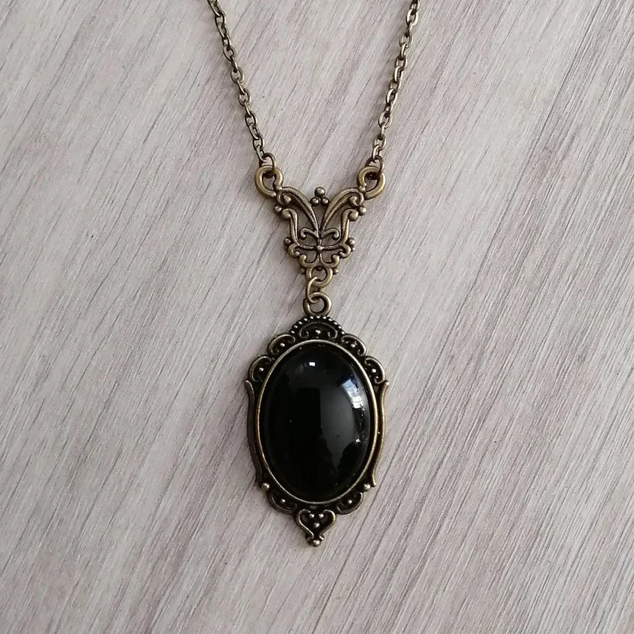 Gothic Vampire Blood Drop Necklace — Vintage Purple & Red Bat Eye Pendant, Witch Jewelry Accessory Gift for Women