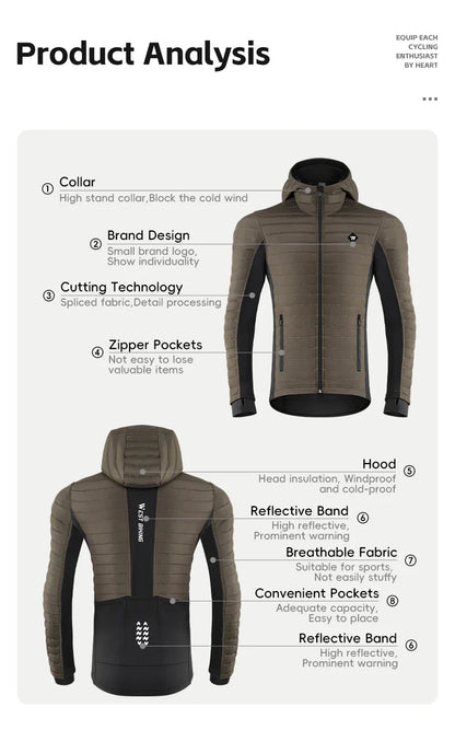 WEST BIKING Men's Winter Cycling Jacket - Thermal Fleece Windbreaker for MTB & Motorcycle, 0℃-15℃