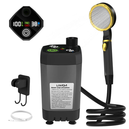Portable RV Camping Shower Pump – Outdoor Shower Kit with Intelligent Digital Display & Adjustable 6000mAh Power