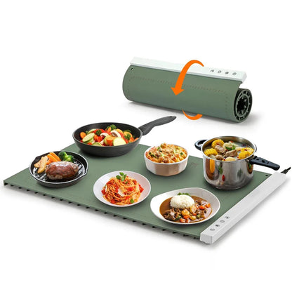 Silicone Heating Mat for Food – Adjustable Temperature Rollable Food Warming Tray for Buffets, Parties, and Sabbath