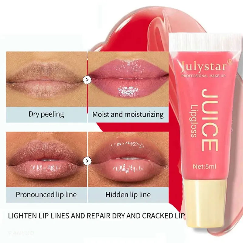 Watery Crystal Clear Jelly Lip Oil – Moisturizing Lip Balm & Gloss with Smoothing Effect, Fruit-Scented Glass Pout