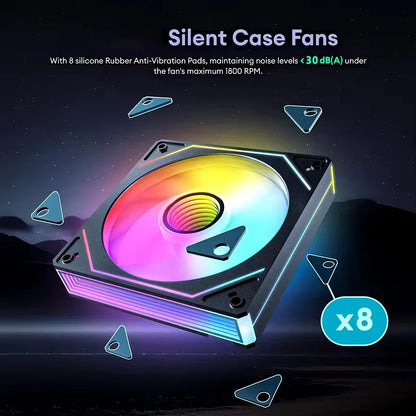 ICE Whale Prism 7 PRO ARGB 120mm PC Case Fan – Infinity Mirror Design with 4-Pin PWM, Motherboard Sync, and CPU Cooling Fan