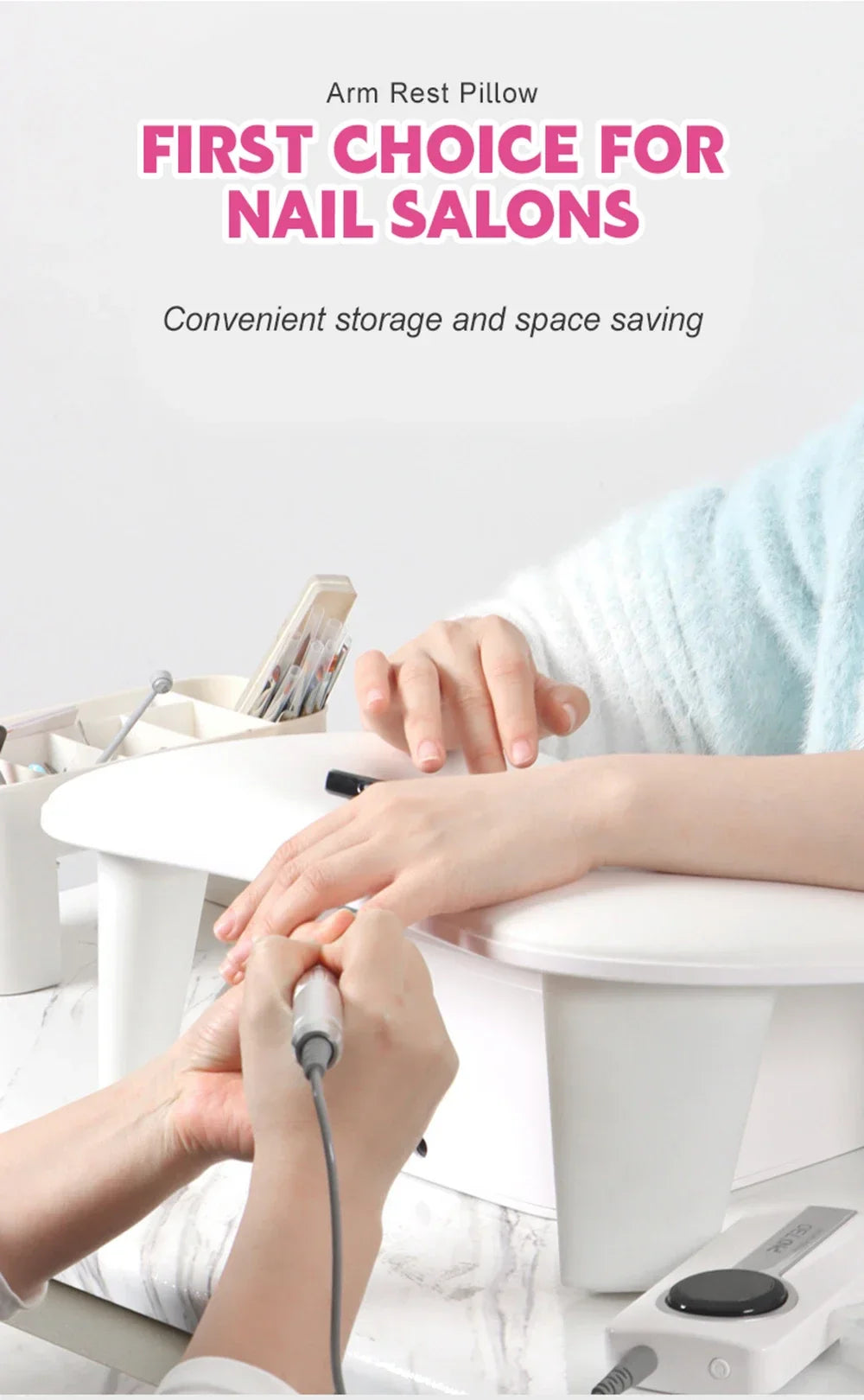 U-Shaped Nail Arm Rest Pillow with Detachable Brackets – Manicure Hand Rest for Nail Salon