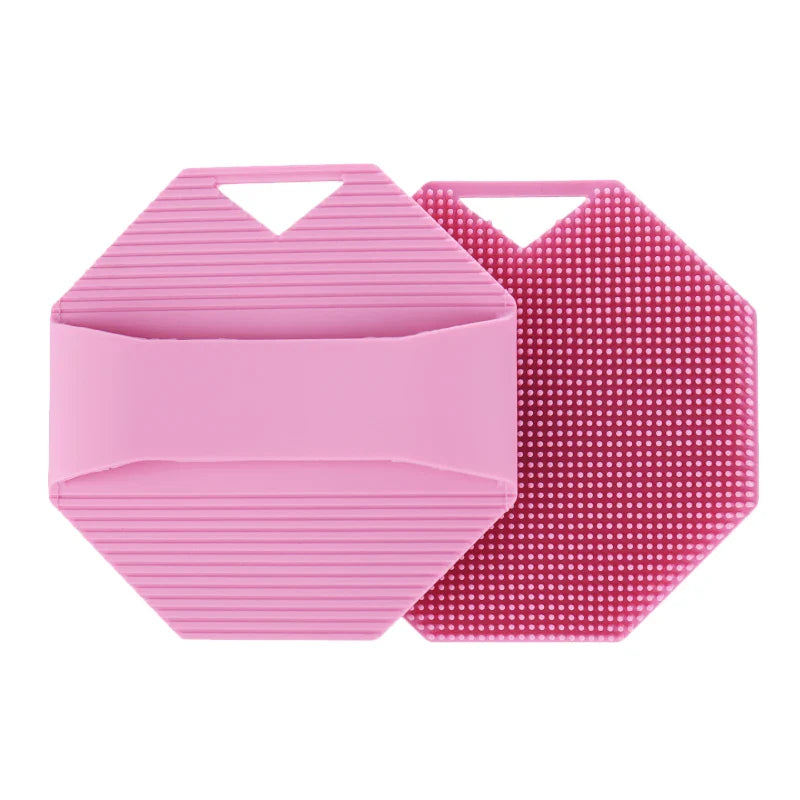 Silicone Body Scrubber with Natural Bristles – Skin Exfoliating Shower Sponge & Bath Brush