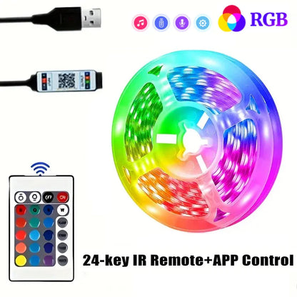 USB LED Strip Lights – Bluetooth-Controlled SMD 5050 RGB Tape, Flexible Self-Adhesive TV Backlight