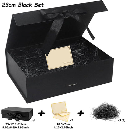 Luxury Magnetic Gift Box with Lid — 3 Sizes, Ribbon & Lafite Grass | Greeting Card & Valentine’s Day Packaging Box
