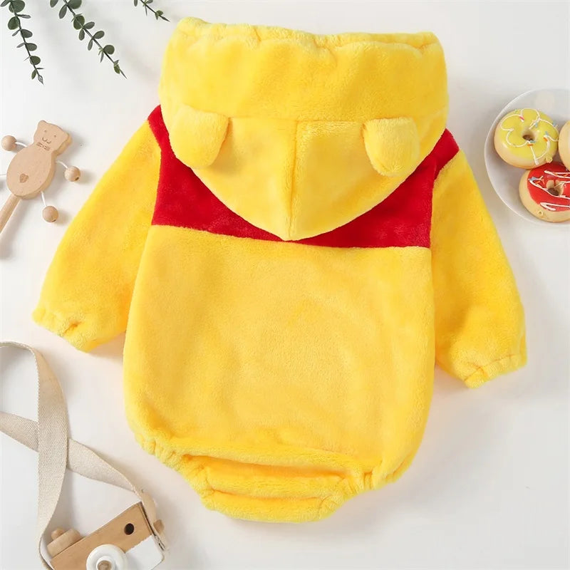 Baby Animal Hooded Romper — Flannel Costume Jumpsuit for Newborn Boys & Girls, Halloween Outfit