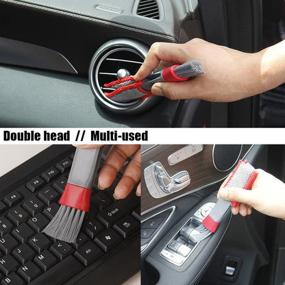 Car Wash Double Head Brushes - Air Vent Conditioner Grille Duster, Auto Detailing Cleaner for Interior Cleaning Tools