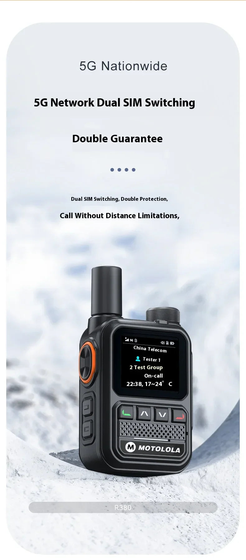 MOTOLOLA POC Network Walkie Talkie – 5G GPS Dual SIM Nationwide Intercom Handheld Long Range Two-Way Ham Radio Device