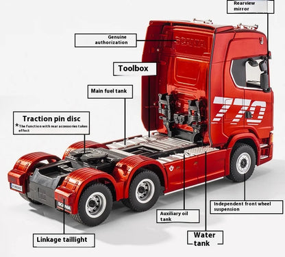 Huina 770S Remote Control Engineering Car — Genuine Alloy Trailer Head Model, 4WD Toy for Kids, Ratio 501D