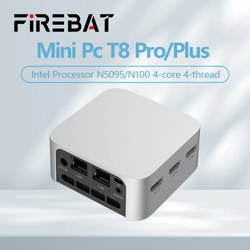 FIREBAT T8 Pro Plus Mini PC — Intel Celeron N5095/N100 Desktop, 8GB/16GB RAM, 256GB/512GB Storage, DDR4/DDR5, WiFi5 & BT4.2 Gaming Computer
