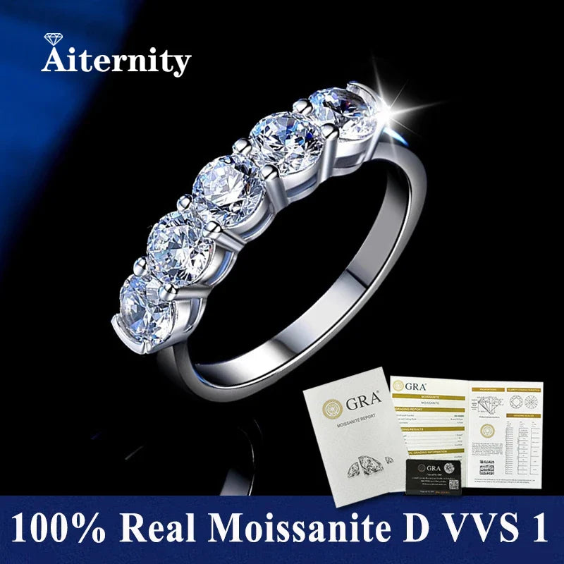 100% Pass Diamond Tester Pen & Moissanite Ring – Matching 925 Sterling Silver Wedding Band for Women