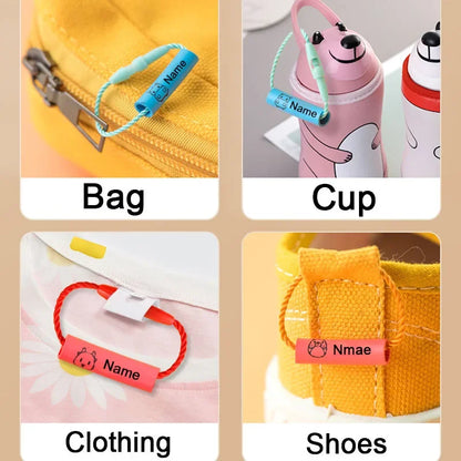 20pcs Waterproof Name Sticker Tags - Customized Baby Shoes, Schoolbag, Cup, Clothes Name Labels with Rope
