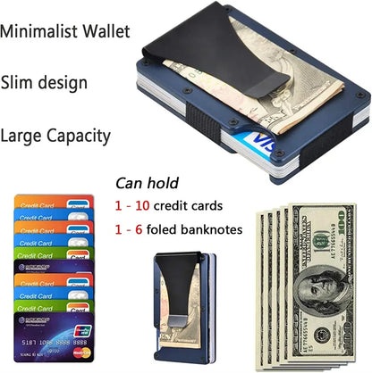 RFID Blocking Metal Wallet – Slim Aluminum Credit Card Holder & Money Clip for Business and ID, 2024 All Colors
