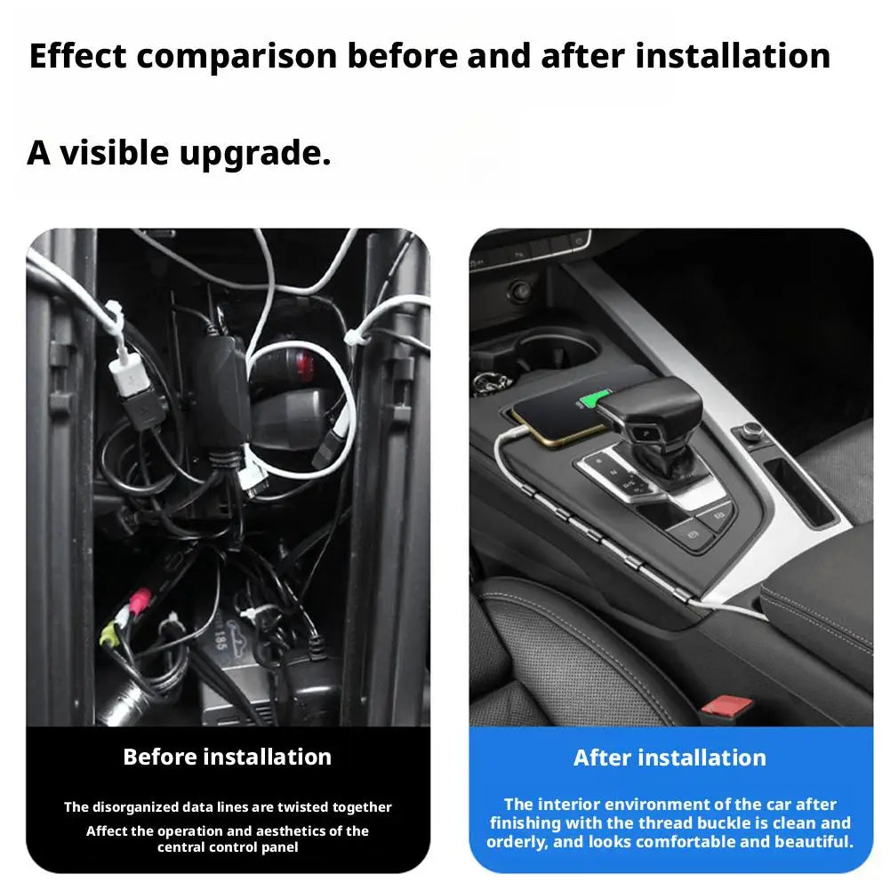 Universal Car Cable Holder - Strong Adhesive Wire Clip Organizer for USB Charger & Data Cable Management