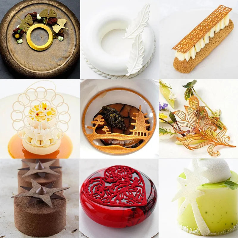 Chinoiserie Pavilion Silicone Mold — DIY Leaf, Flower & Swan Sugar Lace Pad for Chocolate & Crisp Cake Decoration